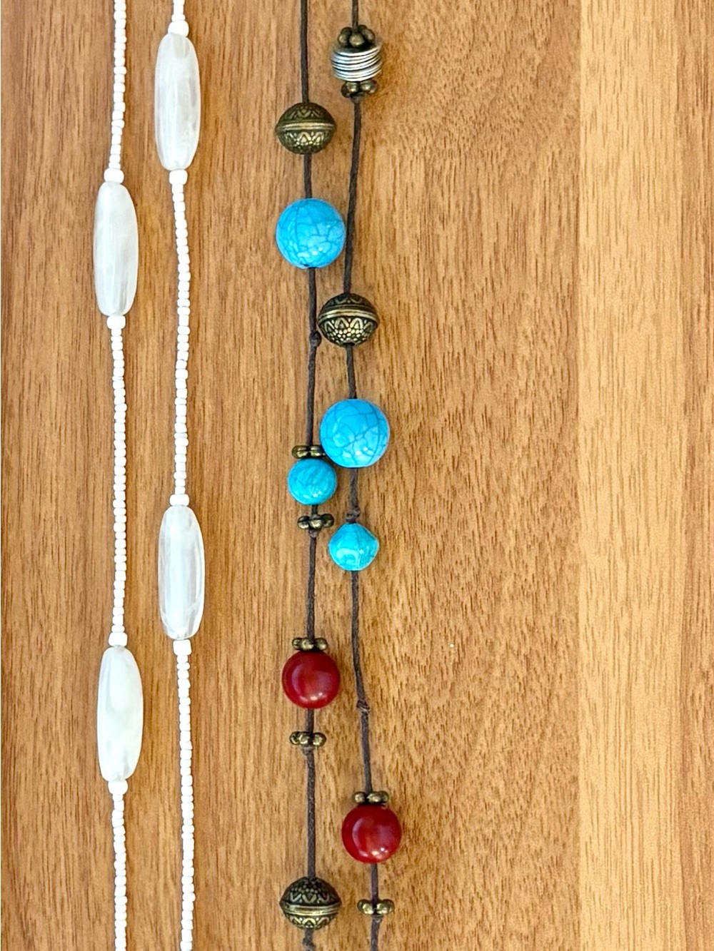 Boho Turquoise & Red Beaded Pendant Necklace - Women Jewelry